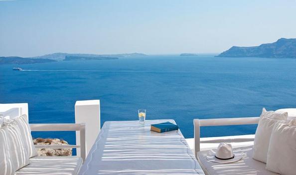 deck looking over the mediterranean sea, Katikies Hotel-Oia, Greece